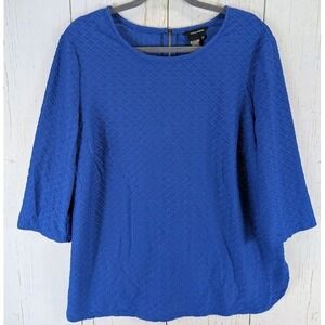 Jules Leopold Size 2X Blue Textured 3/4 Sleeve Womens Blouse‎